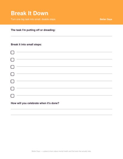 Break It Down worksheet preview